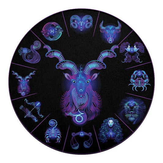 Capricorn And Astrological Signs Print Round Blanket