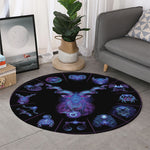 Capricorn And Astrological Signs Print Round Rug