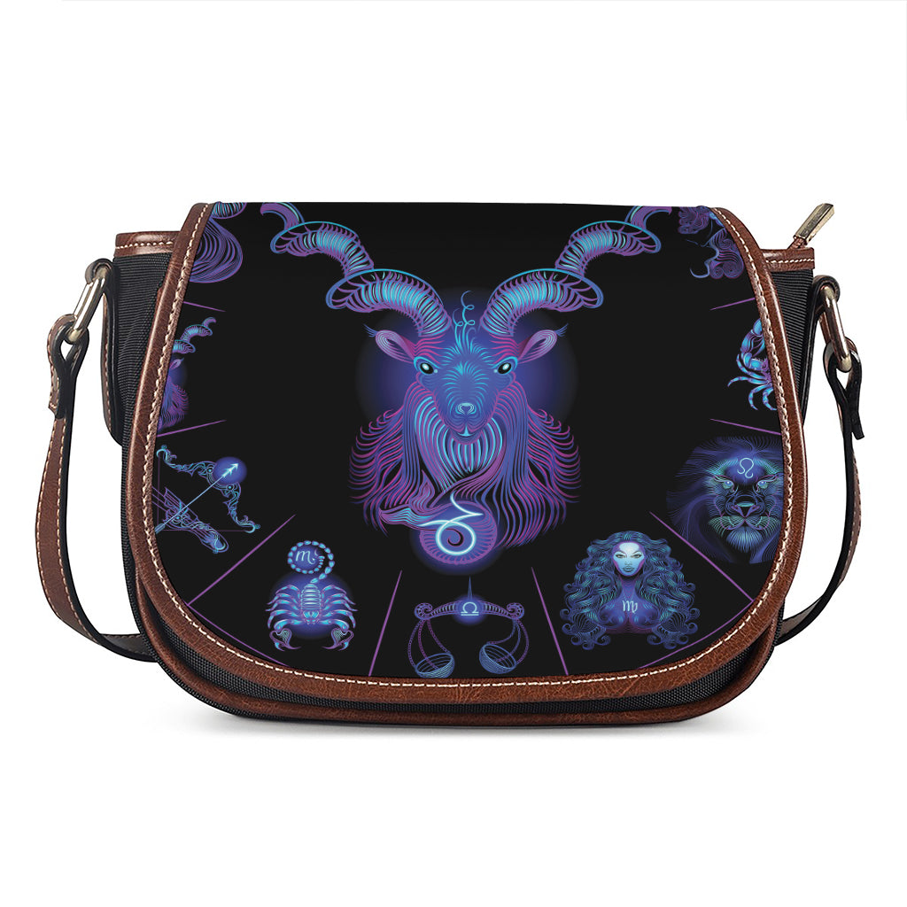 Capricorn And Astrological Signs Print Saddle Bag