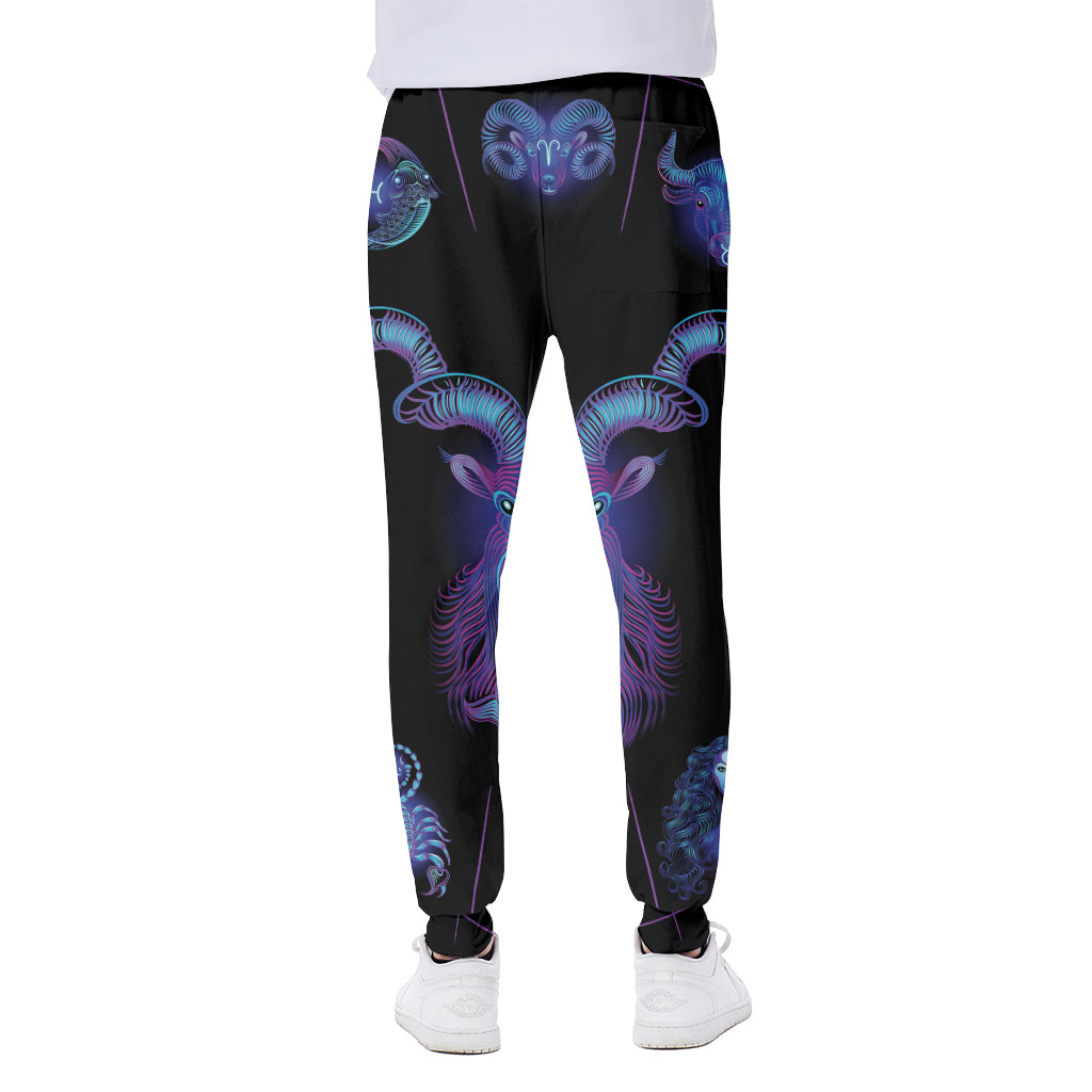 Capricorn And Astrological Signs Print Scuba Joggers