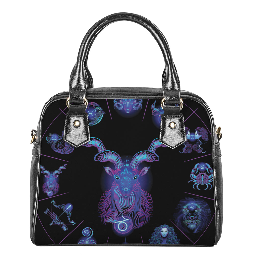 Capricorn And Astrological Signs Print Shoulder Handbag