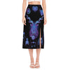 Capricorn And Astrological Signs Print Side Slit Midi Skirt