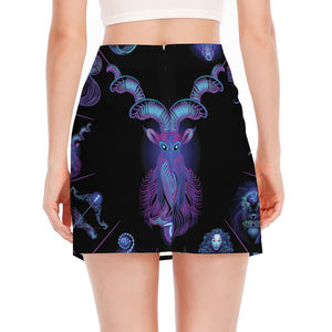 Capricorn And Astrological Signs Print Side Slit Mini Skirt