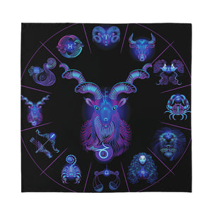 Capricorn And Astrological Signs Print Silk Bandana