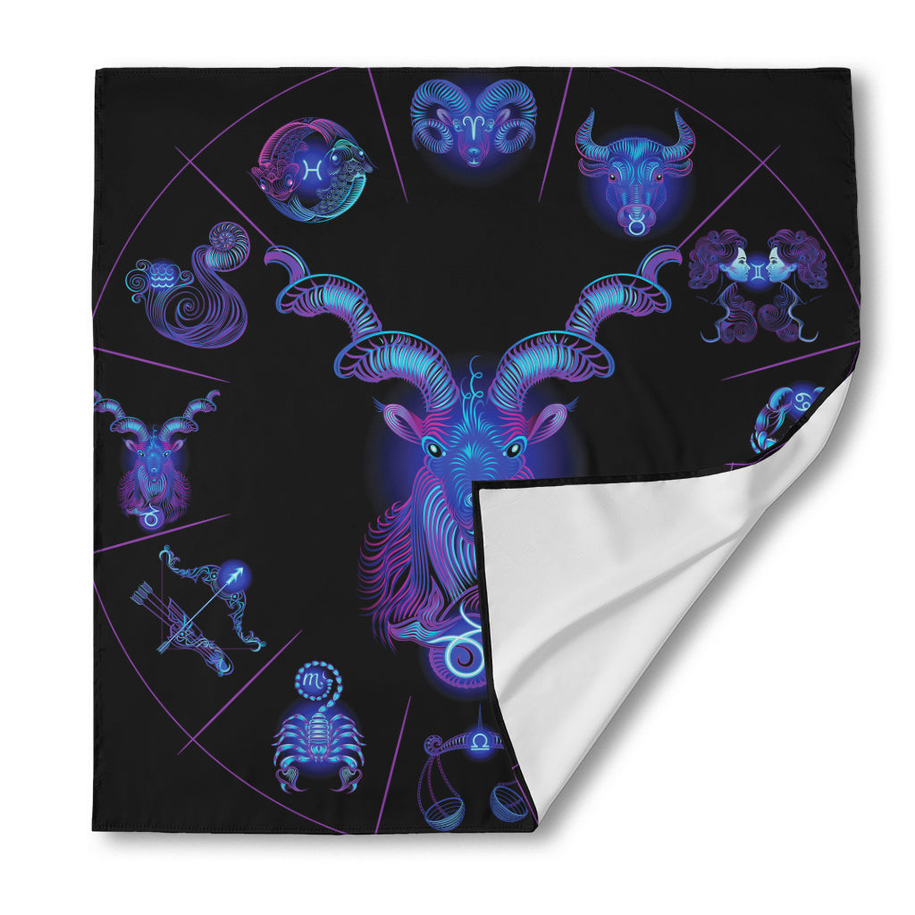 Capricorn And Astrological Signs Print Silk Bandana