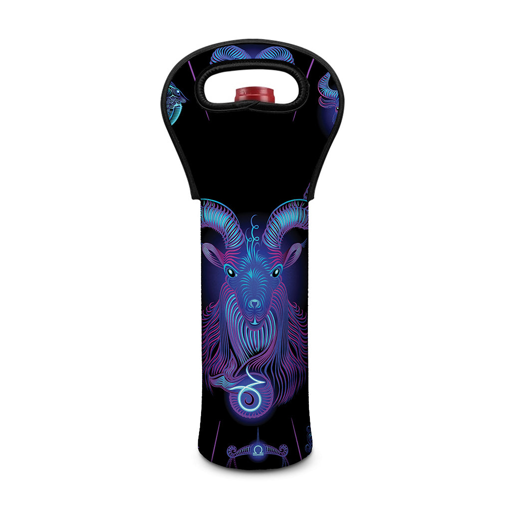 Capricorn And Astrological Signs Print Single Neoprene Wine Tote