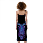 Capricorn And Astrological Signs Print Slim Fit Midi Cami Dress