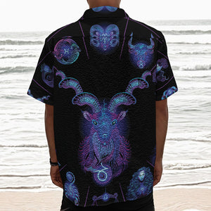 Capricorn And Astrological Signs Print Textured Short Sleeve Shirt