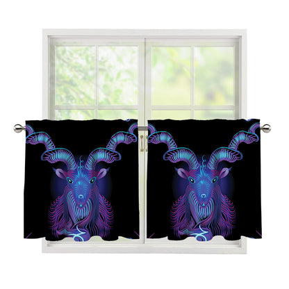 Capricorn And Astrological Signs Print Tier Curtains