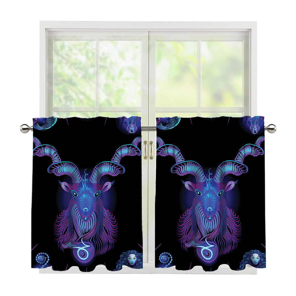 Capricorn And Astrological Signs Print Tier Curtains