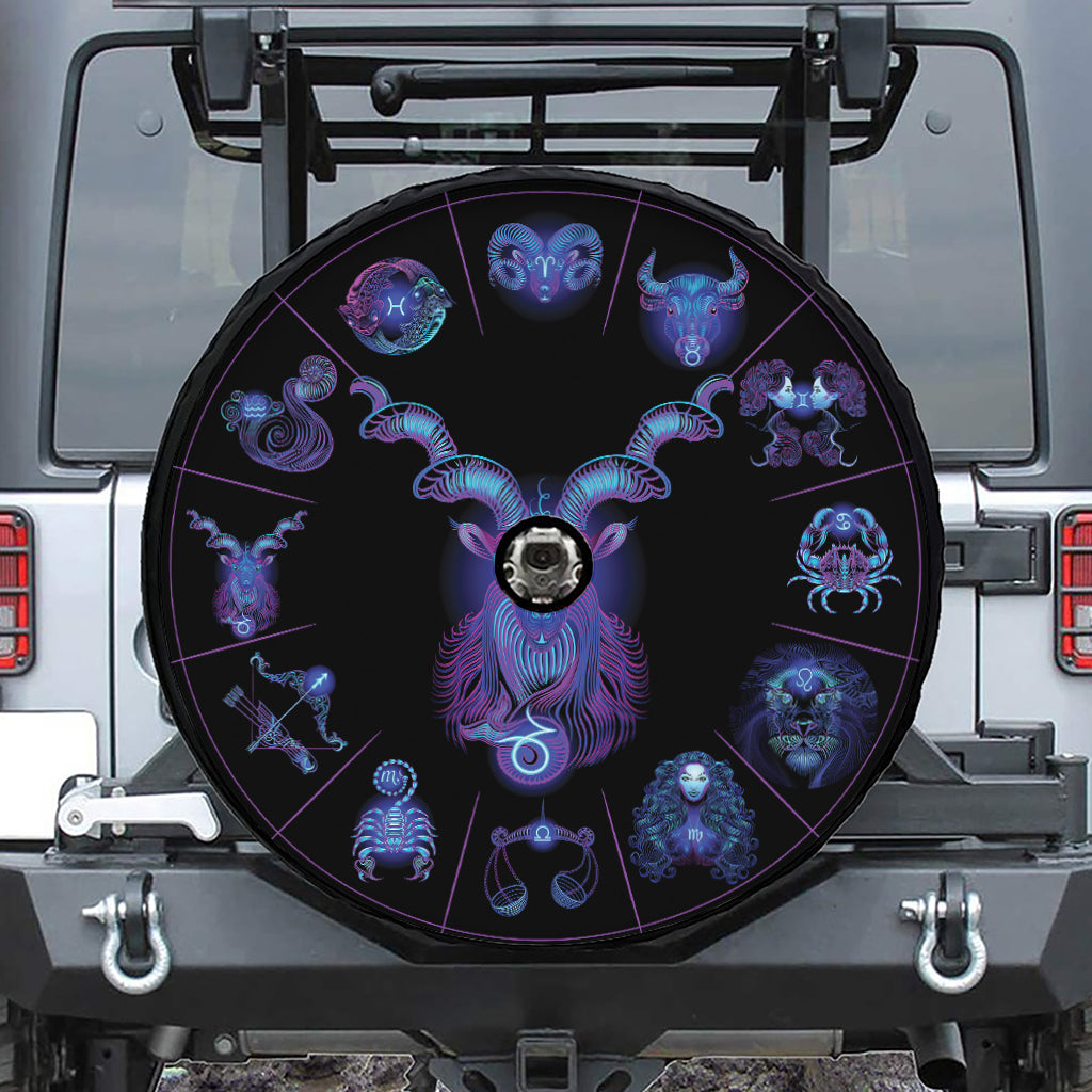 Capricorn And Astrological Signs Print Tire Cover With Camera Hole