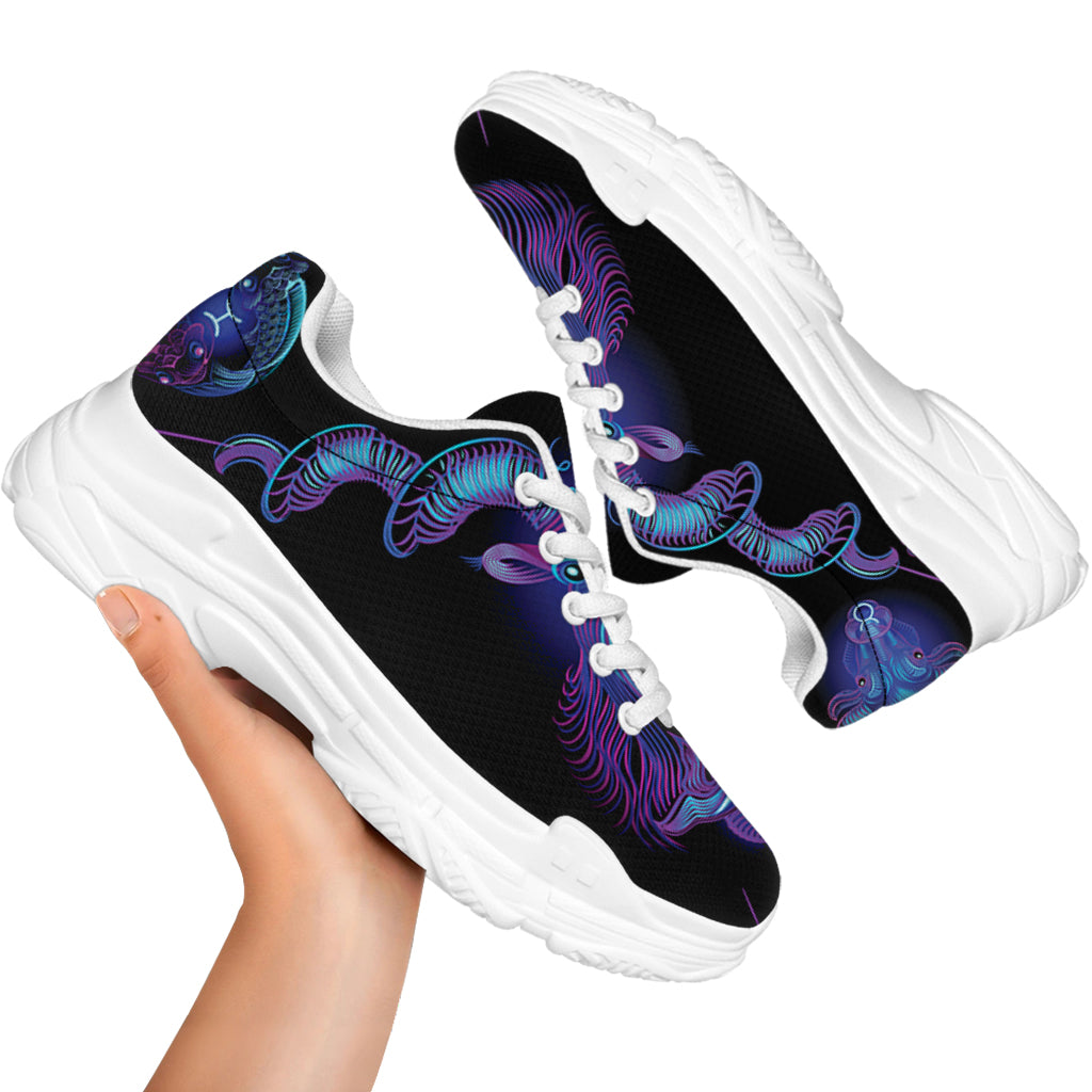 Capricorn And Astrological Signs Print White Chunky Shoes