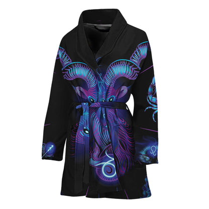 Capricorn And Astrological Signs Print Women's Bathrobe