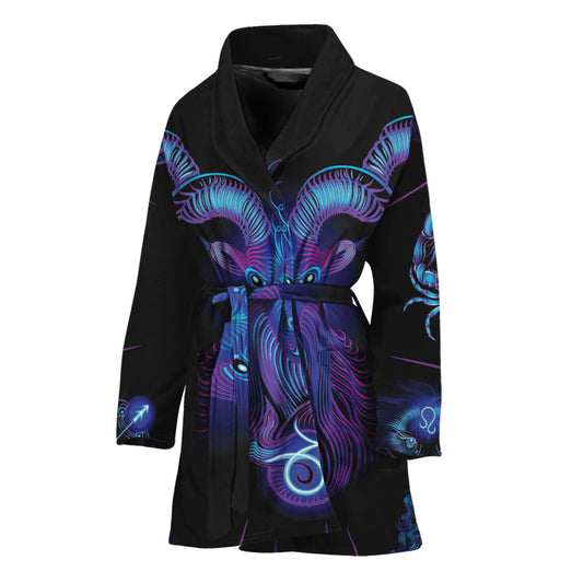 Capricorn And Astrological Signs Print Women's Bathrobe