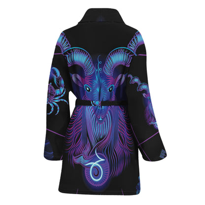 Capricorn And Astrological Signs Print Women's Bathrobe