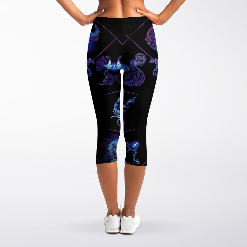 Capricorn And Astrological Signs Print Women's Capri Leggings