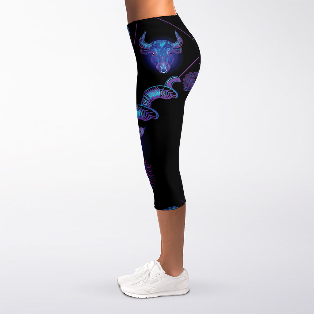 Capricorn And Astrological Signs Print Women's Capri Leggings