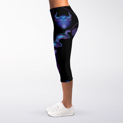 Capricorn And Astrological Signs Print Women's Capri Leggings