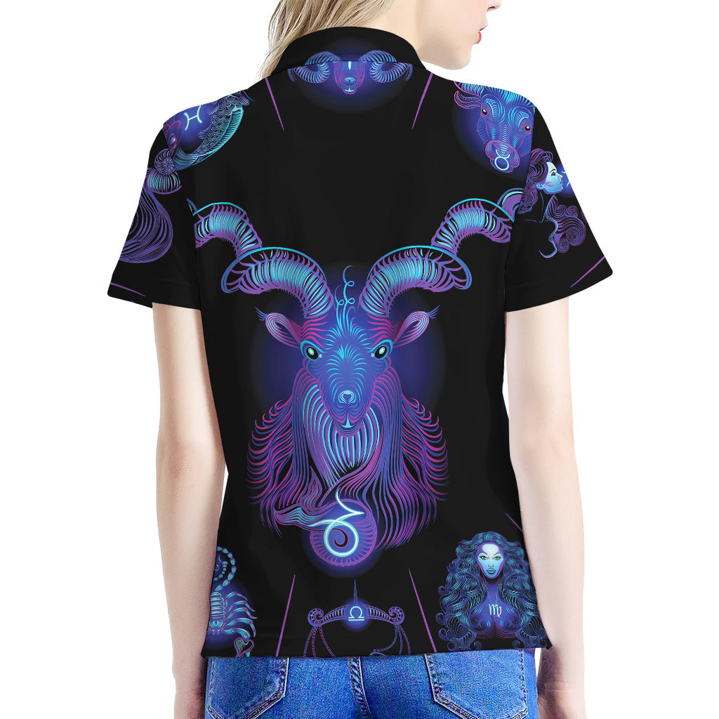 Capricorn And Astrological Signs Print Women's Polo Shirt
