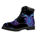 Capricorn And Astrological Signs Print Padded Collar Lace Up Boots