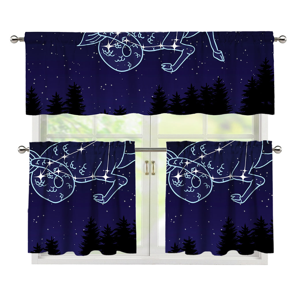Capricorn Constellation Print 3 Piece Kitchen Curtains