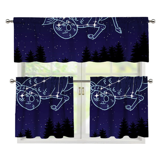 Capricorn Constellation Print 3 Piece Kitchen Curtains