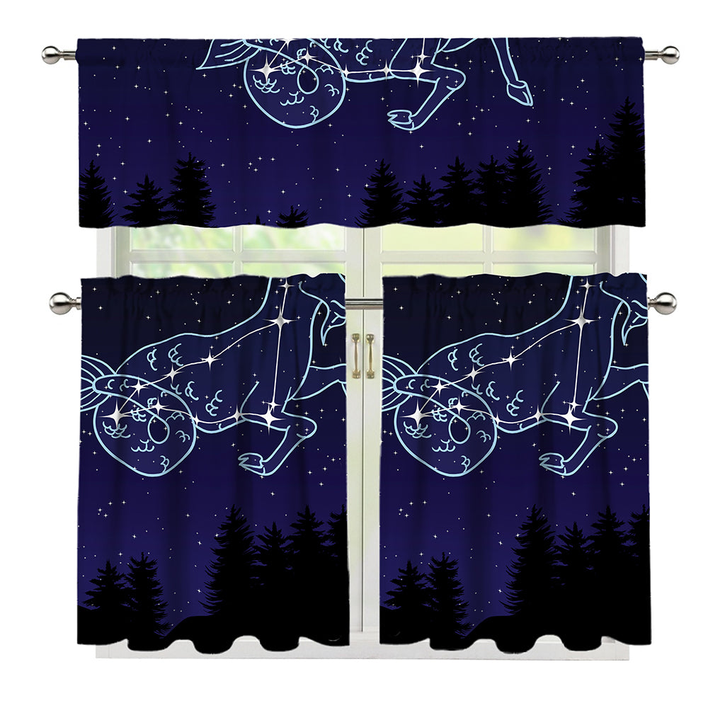 Capricorn Constellation Print 3 Piece Kitchen Curtains