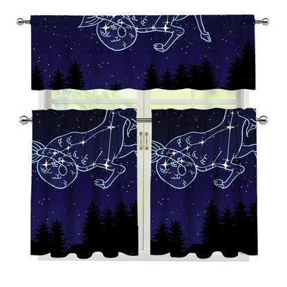 Capricorn Constellation Print 3 Piece Kitchen Curtains