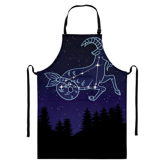 Capricorn Constellation Print Bib Apron With Pocket