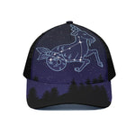 Capricorn Constellation Print Black Mesh Trucker Cap