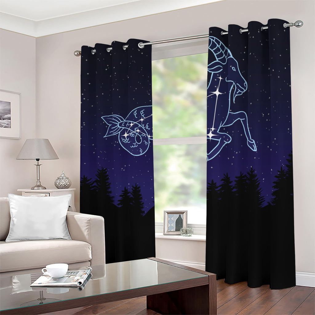 Capricorn Constellation Print Blackout Grommet Curtains