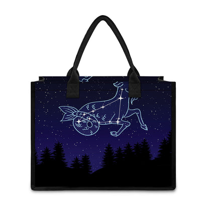 Capricorn Constellation Print Canvas Tote Bag