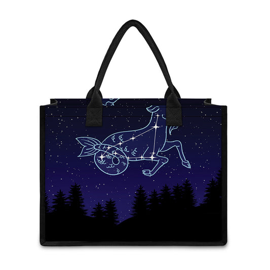 Capricorn Constellation Print Canvas Tote Bag