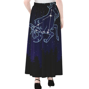 Capricorn Constellation Print Chiffon Maxi Skirt