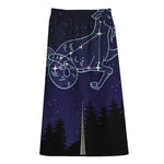 Capricorn Constellation Print Cotton Front Slit Maxi Skirt