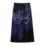 Capricorn Constellation Print Cotton Front Slit Maxi Skirt