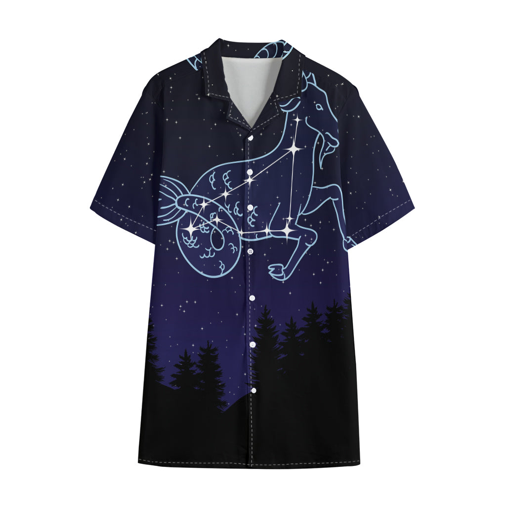 Capricorn Constellation Print Cotton Hawaiian Shirt