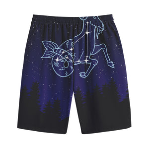 Capricorn Constellation Print Cotton Shorts