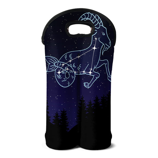Capricorn Constellation Print Double Neoprene Wine Tote