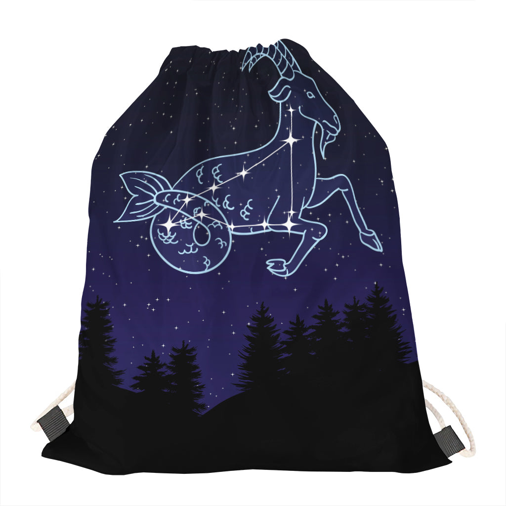 Capricorn Constellation Print Drawstring Bag