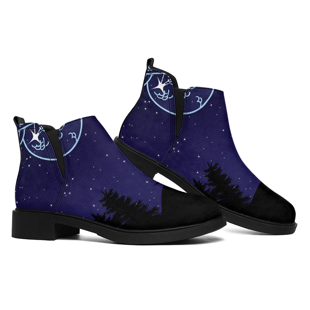 Capricorn Constellation Print Flat Ankle Boots