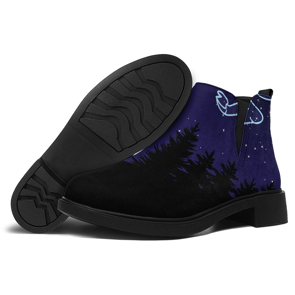 Capricorn Constellation Print Flat Ankle Boots