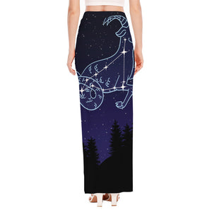 Capricorn Constellation Print High Slit Maxi Skirt