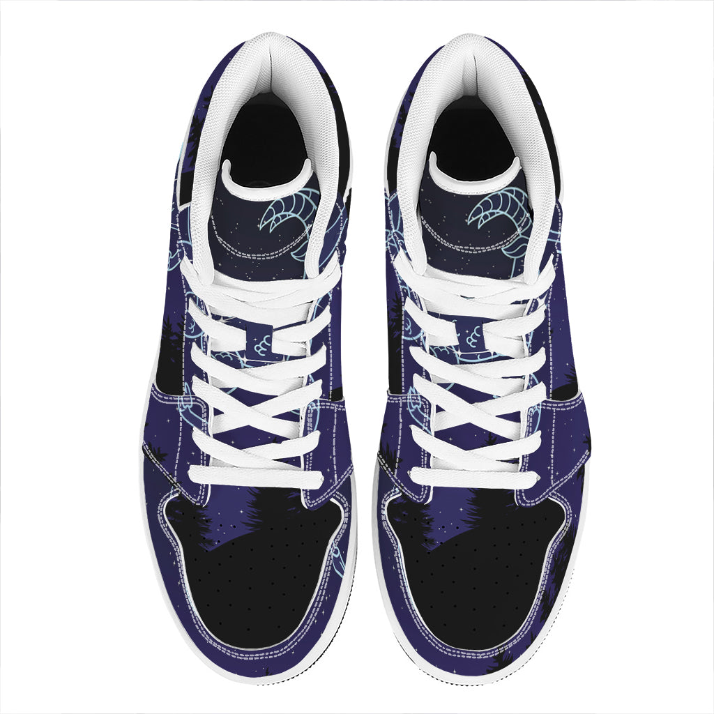 Capricorn Constellation Print High Top Leather Sneakers