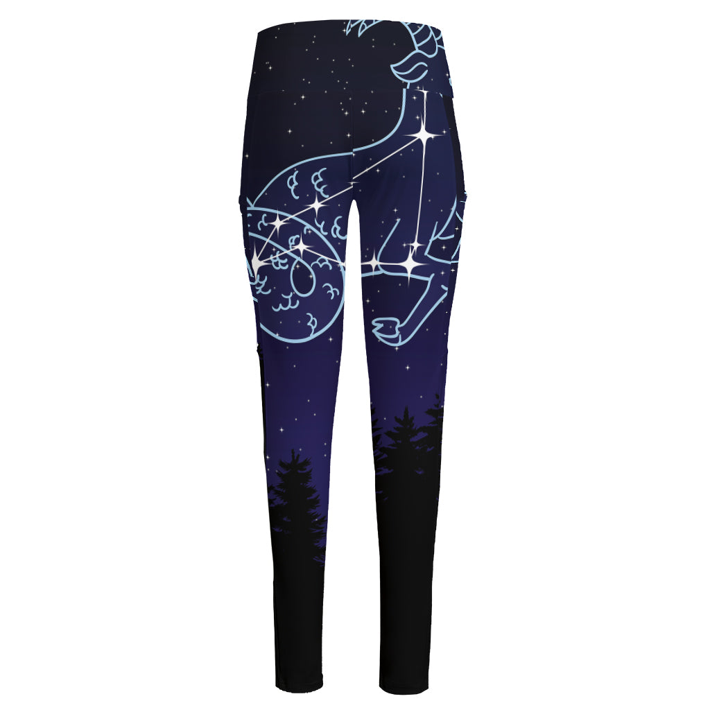 Capricorn Constellation Print High-Waisted Pocket Leggings