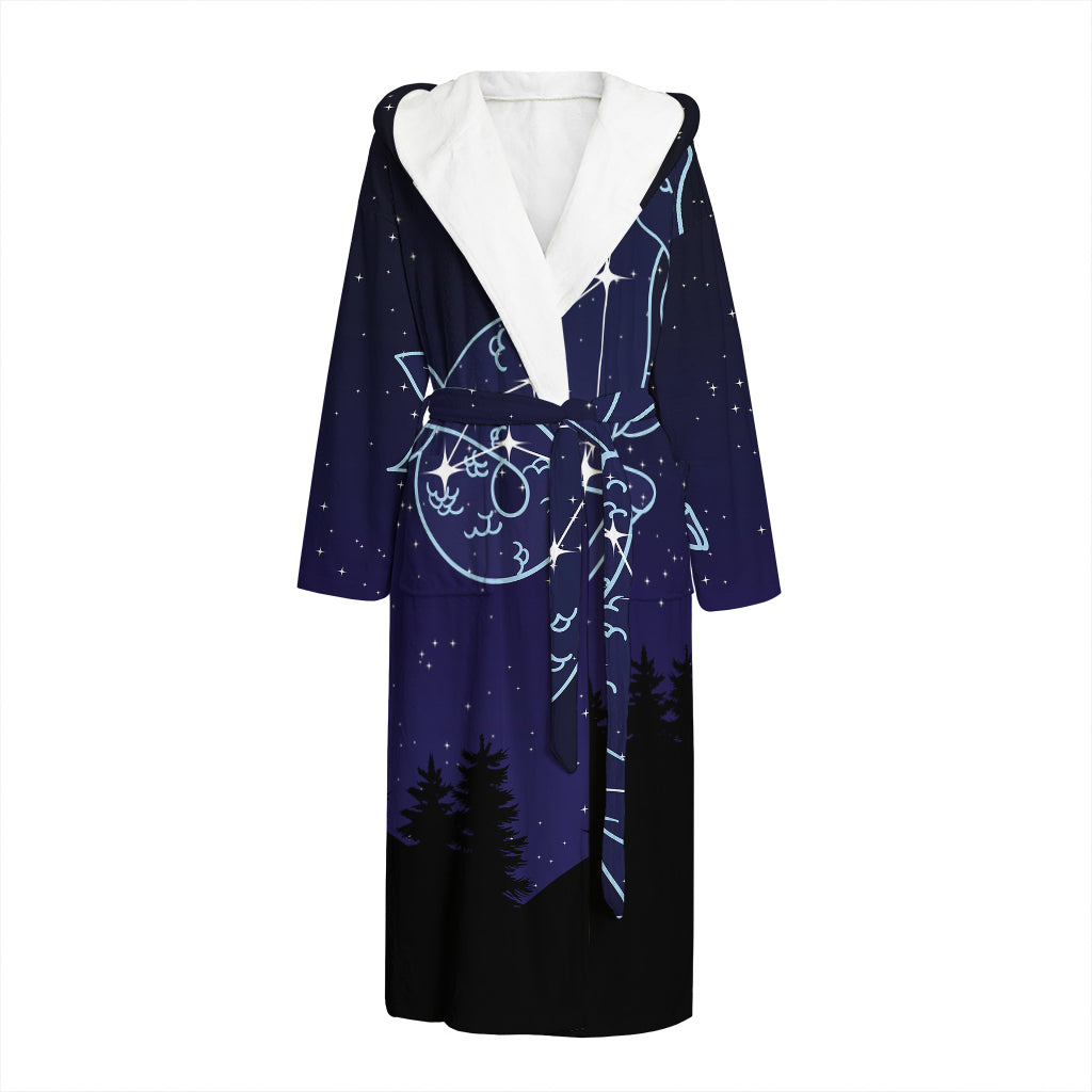 Capricorn Constellation Print Hooded Bathrobe