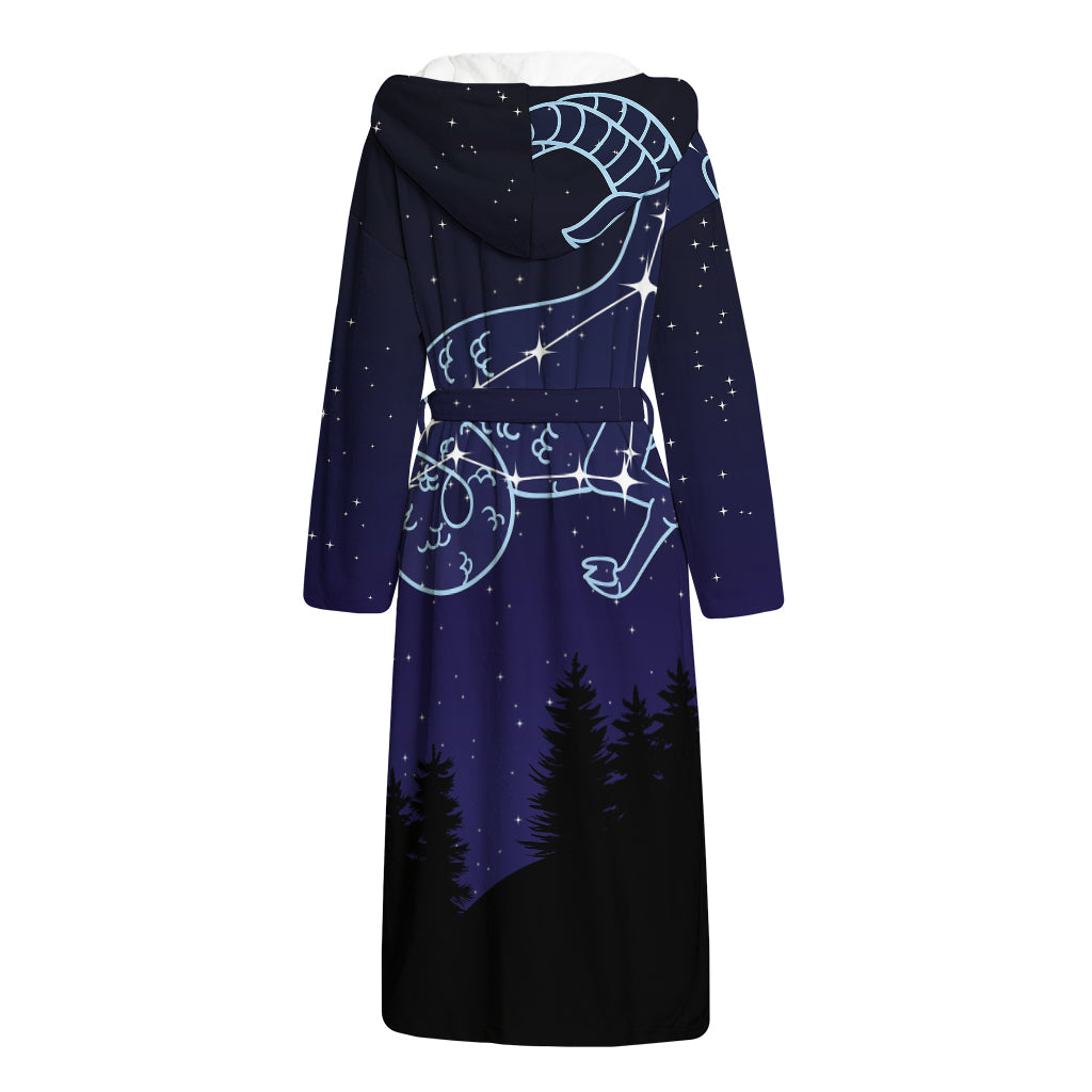 Capricorn Constellation Print Hooded Bathrobe