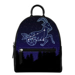 Capricorn Constellation Print Leather Backpack