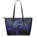 Capricorn Constellation Print Leather Tote Bag With Zipper