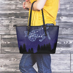 Capricorn Constellation Print Leather Tote Bag